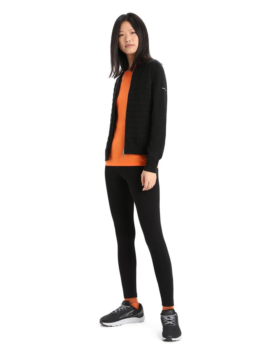 Vestes Icebreaker City Label ZoneKnit™ Merino Insulated Knit Bomber Femme Noir | FR 1659XYUF